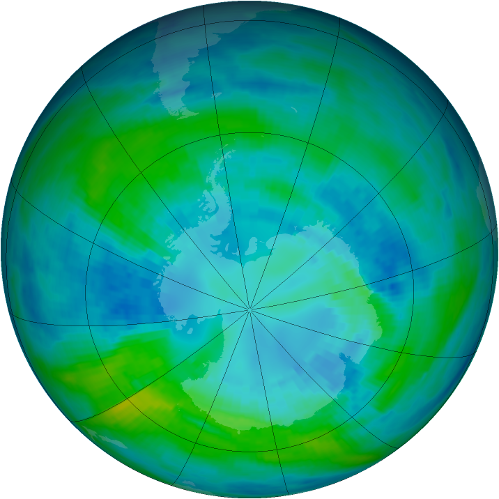 Antarctic ozone map for 09 April 1984